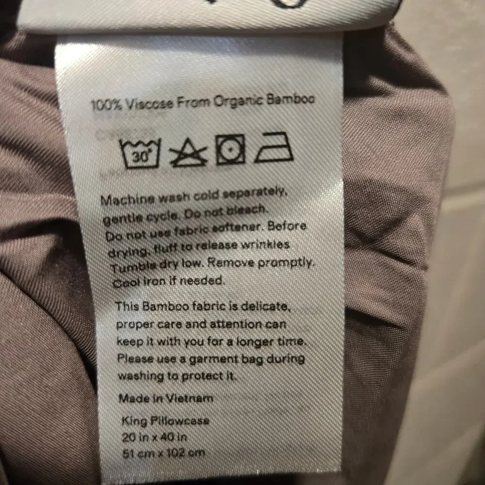 Quince Organic Vicose Bamboo 3 Pc King Fitted Sheet 2 King Sham Set Stone